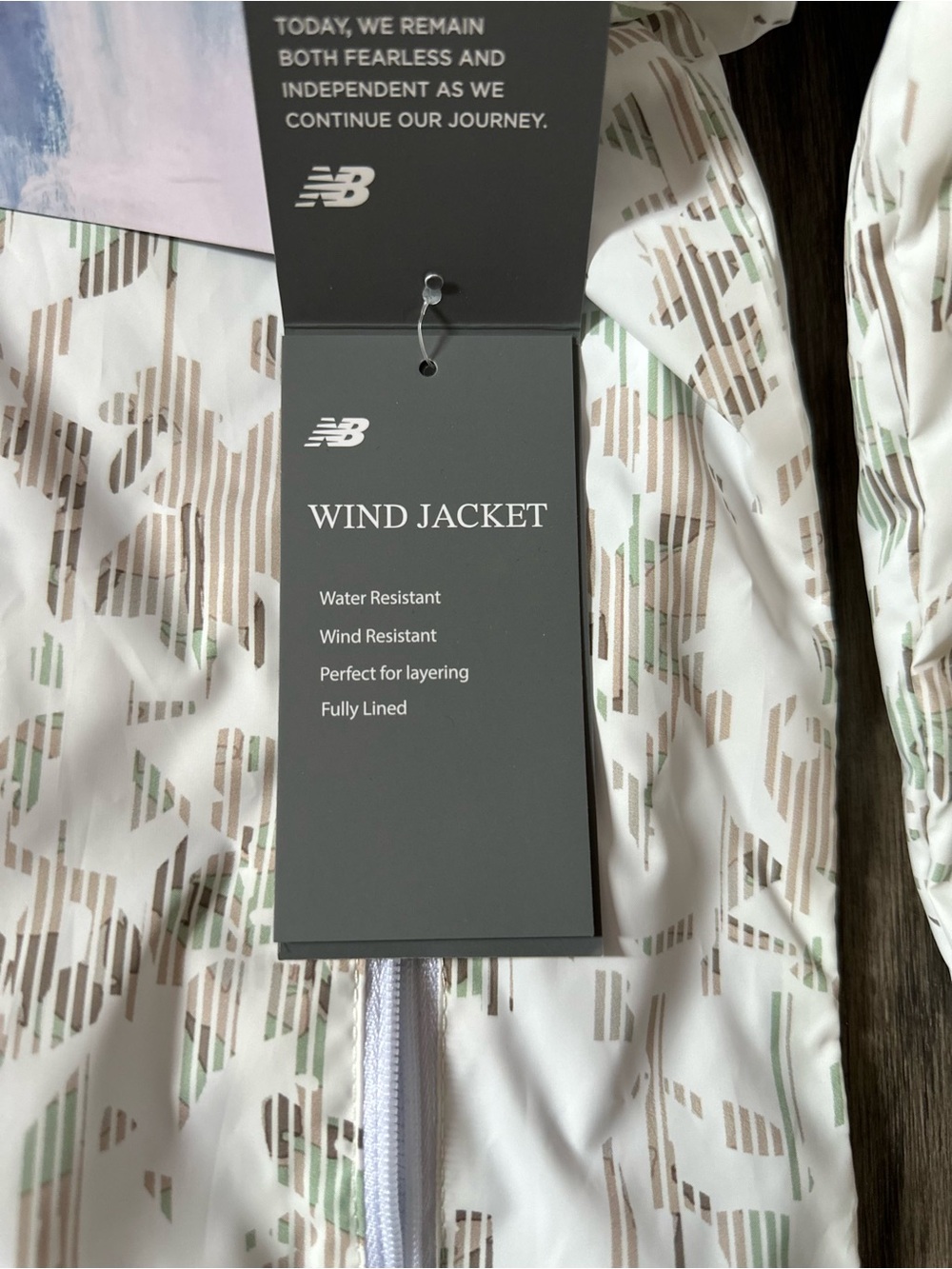MSRP $99 NWT New Balance White Patterned Water-Resistant Windbreaker – Size M - Picture 6 of 6